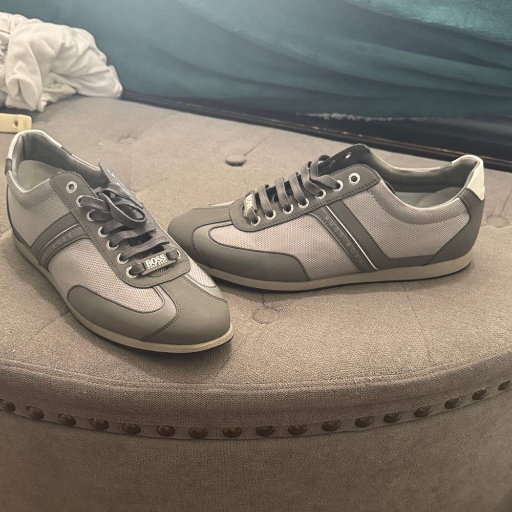 Boss Gray and White Men's Sneakers